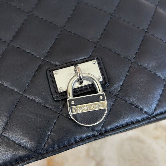 Calvin Klein Quilted Lambskin Leather Padlock & Chain Strap Mini Crossbody Bag - Picture 11 of 15